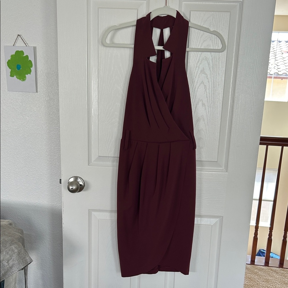 Max & Cleo Red Halter Cocktail Dress